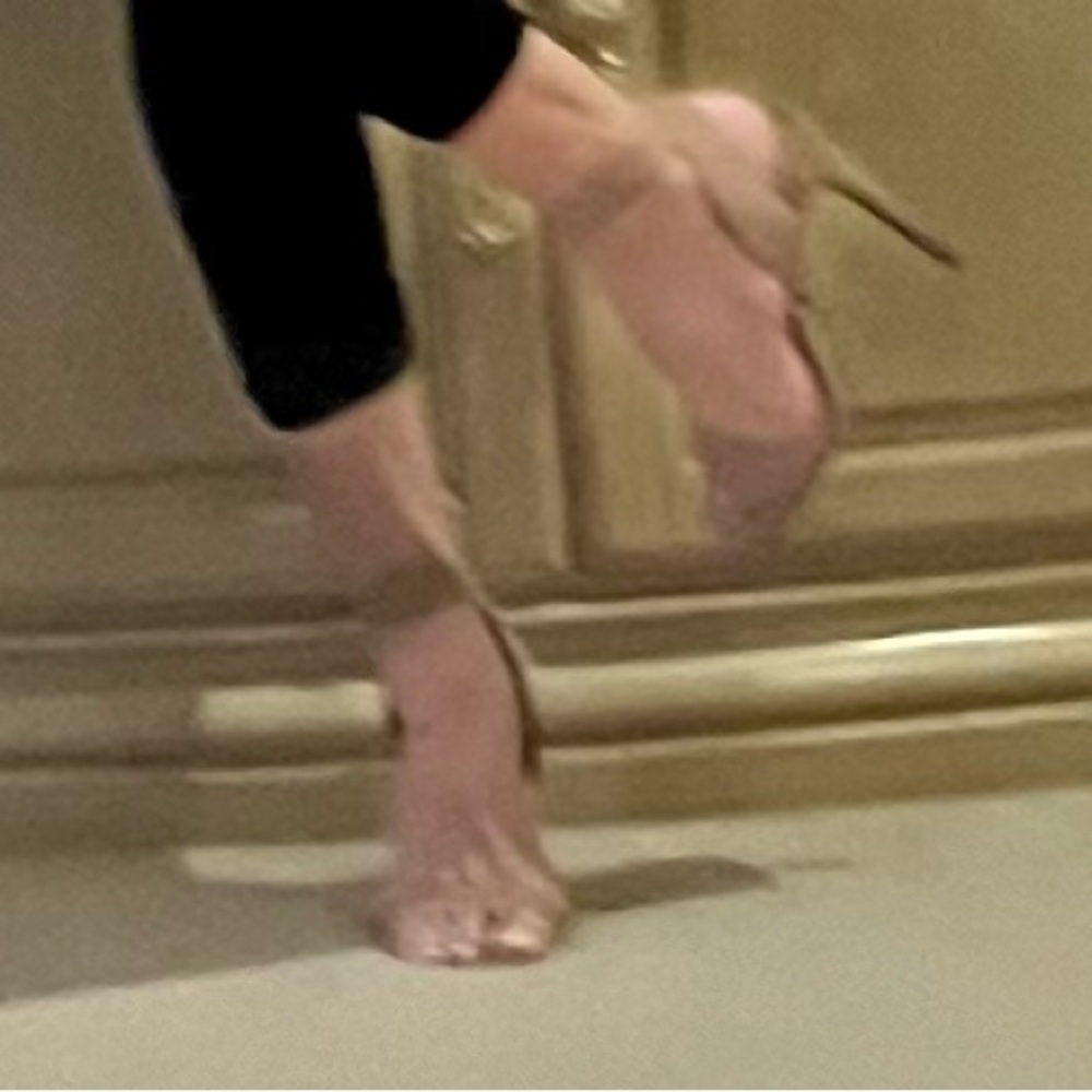 Tan 4” Sandals with Suede Heels & Elastic Straps - Picture 1 of 6